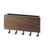 Wooden Key Holder Mail Organizer 5 Hooks Drilling Free Wall Mounted Key Holder Storage Shelf Walnut Wood Color