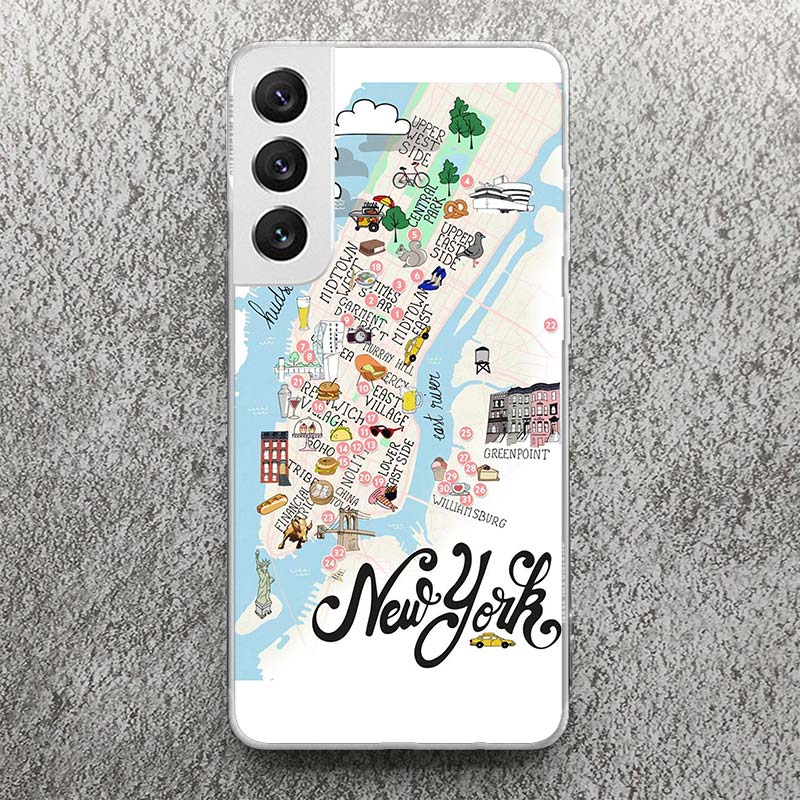 NYC New York City Print Soft Case for Samsung Galaxy S25 S24 S23 S22 Ultra S21 Plus S20 FE Phone Shell S10 + Pattern Cover Soft