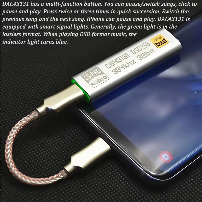 Профессиональный усилитель для наушников CS43131 DSD256 чип HiFi DAC аудио интерфейс USB Type C на 3,5 мм адаптер усилитель для iOS ПК Android