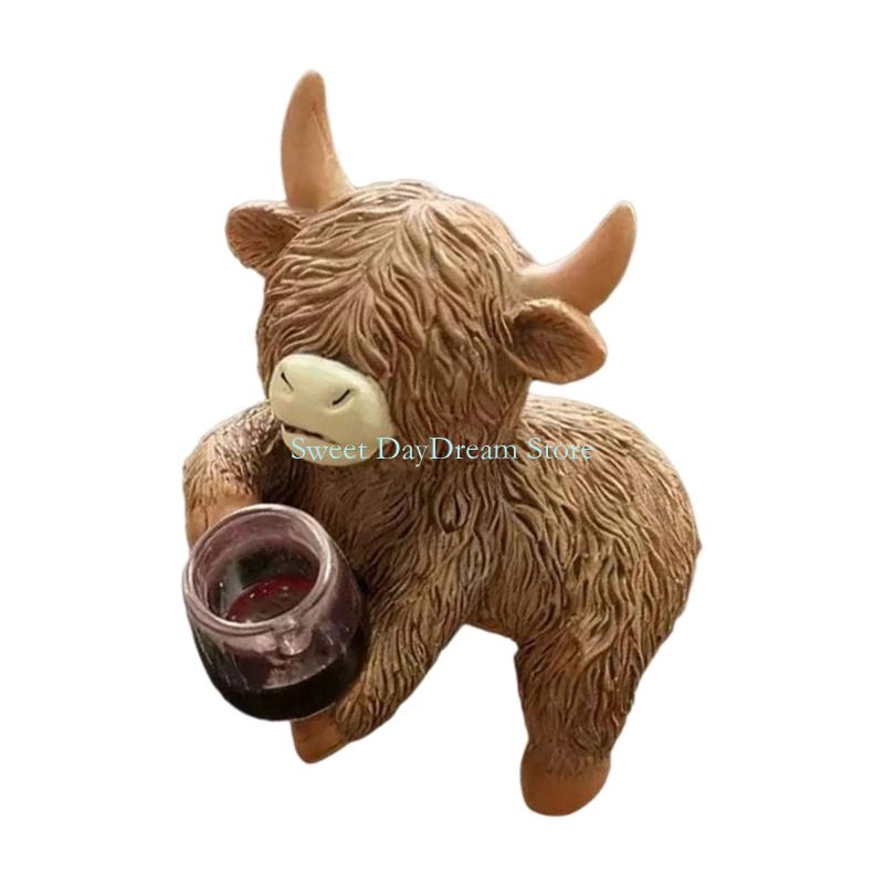 Y88C Мультяшная Высокогорная Корова Миниатюрный Кашпо-Обнимашка Подвесная Фигурка для Сада, Балконов и Патио Полимерное Украшение