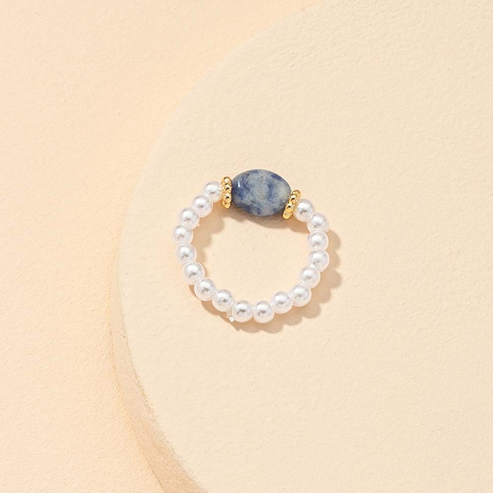 Sweet Personality Korean Retro Girls Pearl Ring Finger Rings Natural Stone Fashion Jewelry