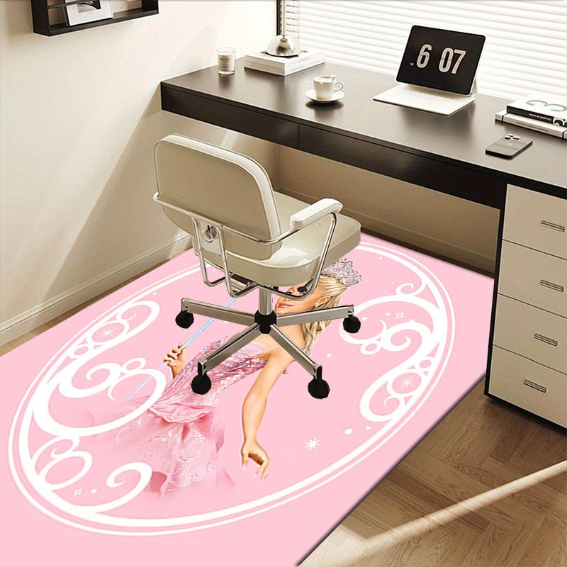 Princess, Magic Wand Pattern Polyester Office Carpet Chair Mats, Home Decor Dormitory Floor Protector with Anti-Skid Backing, Large Area Cov