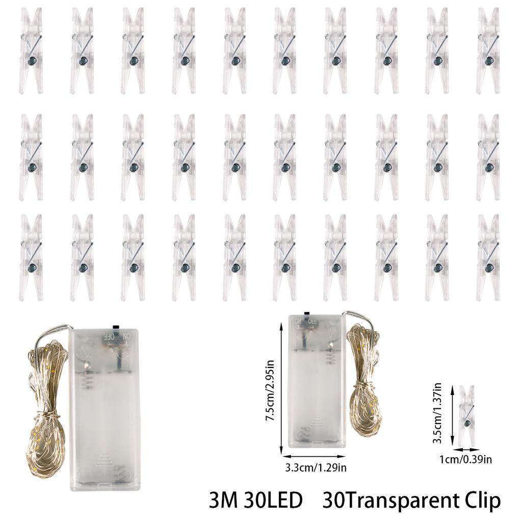 2-10m Photo Clips String Light LED Fairy Lights with 20-100 Clips for Hanging Pictures Photo String Banner Girl Bedroom Decor