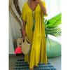 Summer Fashion New Women's Long Dress V- Neck Irregular Cotton Blended Elegant Large Size Casual Long Swing Vintage Dress