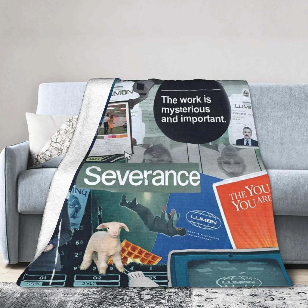 Severance Macro Data Refinement Knitted Blanket Flannel Lumon MDR Warm Throw for Airplane Travel Multifunction Quilt