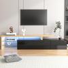 TV Cabinet, TV Lowboard with LED Lighting, Modern TV Table with Glass Shelf, TV Table for Living Room and Dining Room