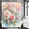 Весенняя роза, занавеска для душа, декоративная занавеска для ванной комнаты, водонепроницаемая занавеска для душа с крючками