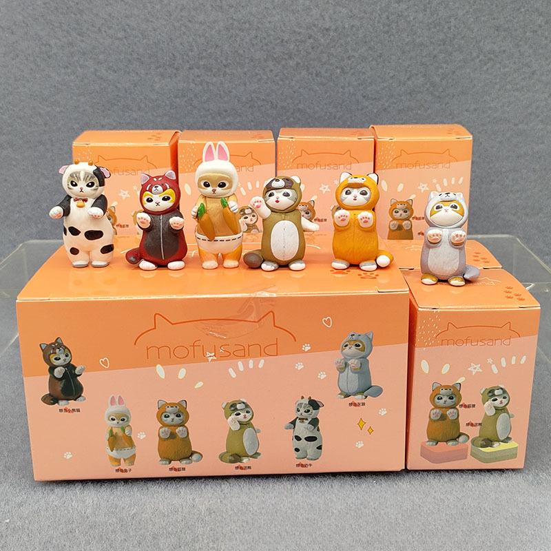 4 см Набор Фигурок-Сюрпризов Серии Mofu Cat, Кукла с Повязкой на Голове Животного, Милая ПВХ Модель, Настольное Украшение, Поделка, Подарок, Игрушка