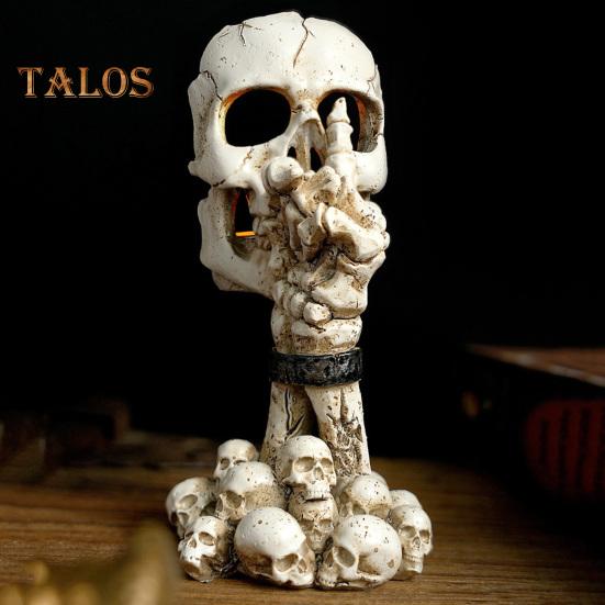 Подсвечник в виде черепа на Хэллоуин, готический, без слов, черно-белый, скелет, смоляная подставка для свечи, ароматизированная свеча, подсвечник, украшение для стола