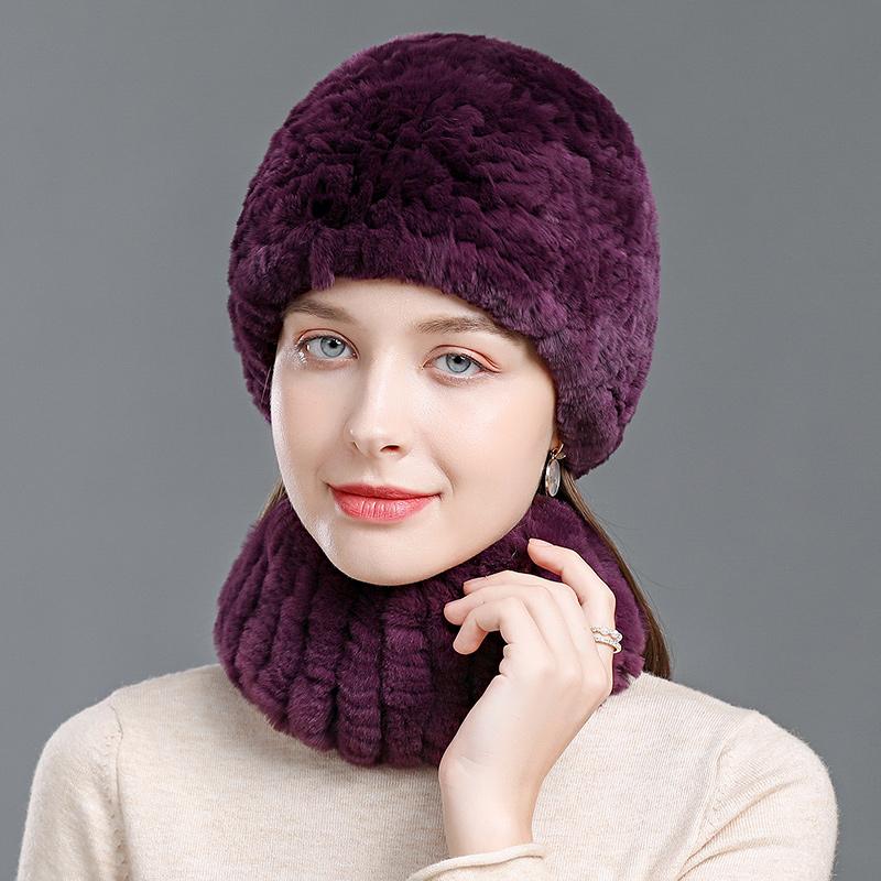 Hat Woman Winter Otter Rabbit Hair Elastic Ear Guard Hat Fur Hat Autumn Winter Outdoor Warm Bib Neck Bag Head Hat Tide
