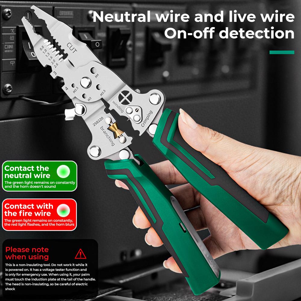 Многофункциональный стриппер для проводов с электрическим тестером, складной инструмент для резки кабеля, кримпер, электрические складные плоскогубцы для резки