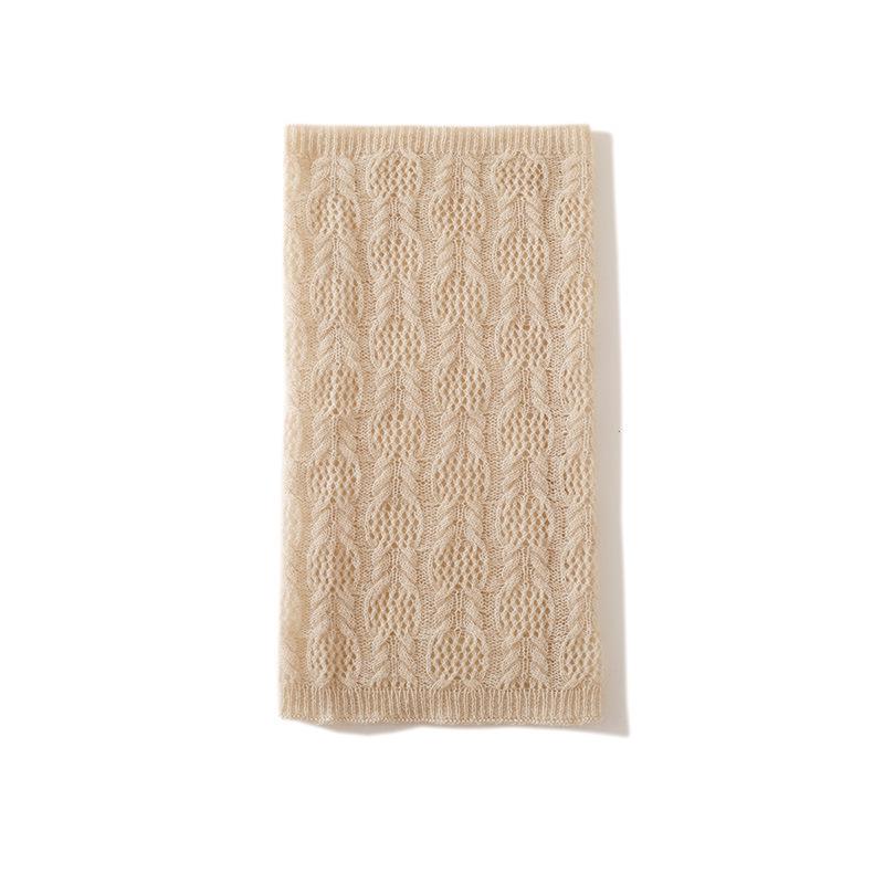 Autumn/Winter Cashmere Knit Women's Scarf: Solid Color Hollow-out Neck Warmer Pullover