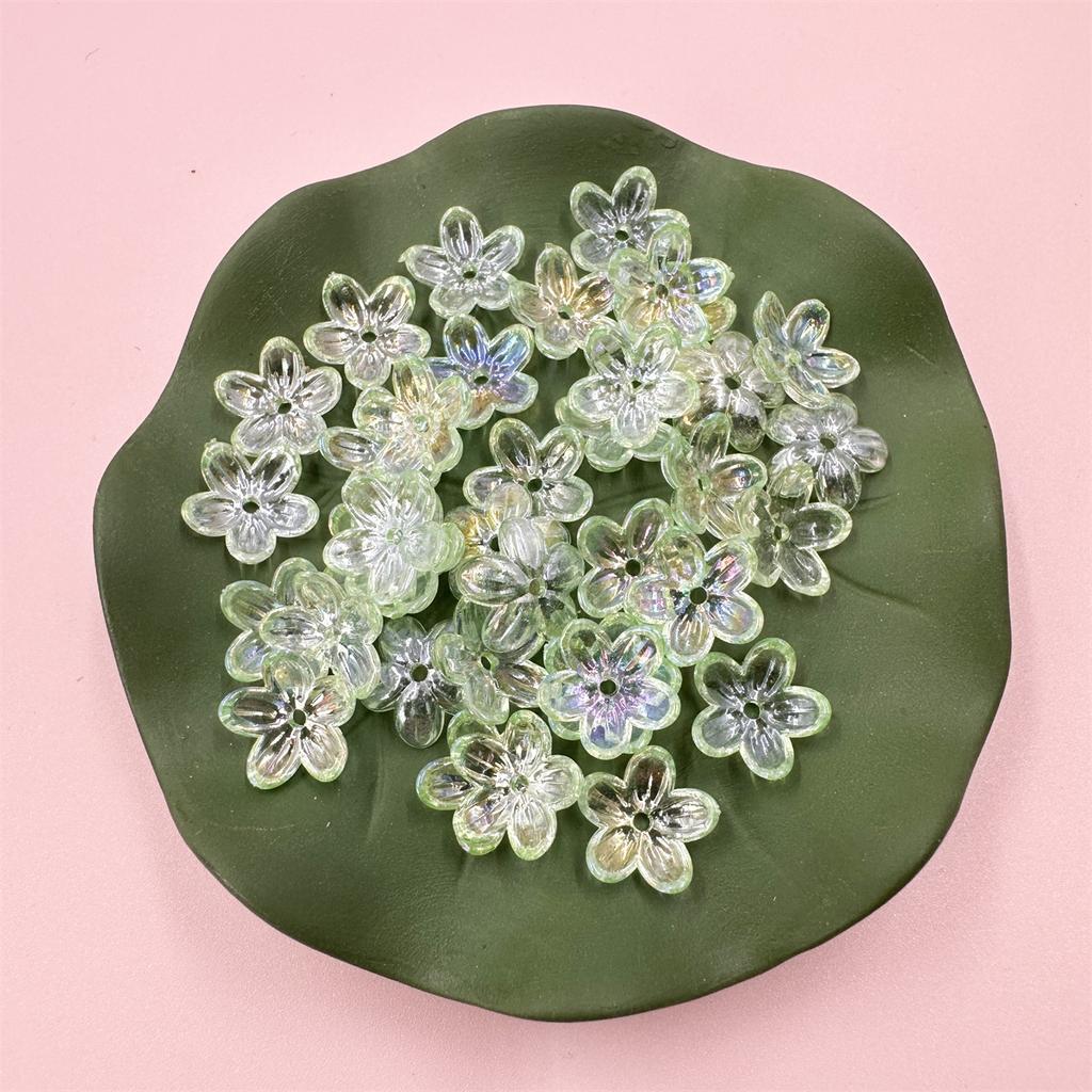 100 шт., прозрачные, около 12 мм, свободные бусины, материал ручной работы, пятилепестковый цветок, акриловое покрытие, цветной пластик, ювелирные аксессуары, цветочек