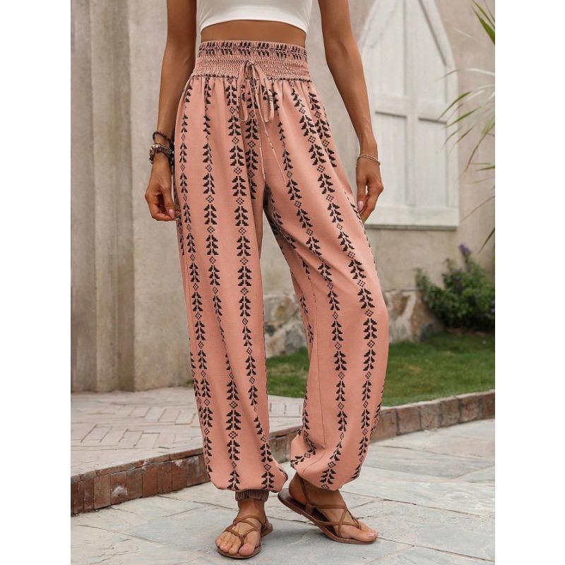 YYFS Women's Fashion Summer Spring Casual Geometric Print High Waist Trousers Pants & Capris