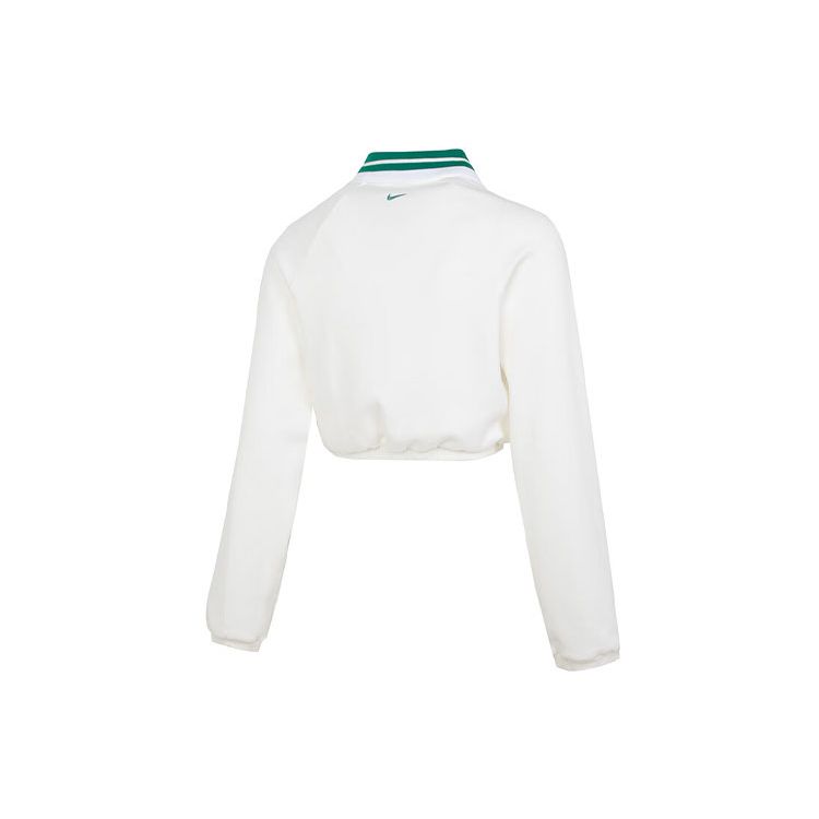 Nike Цветные блоки Спортивные уличные короткая модная футболка-поло с длинным рукавом SS24 женские топы белые FN1881-133