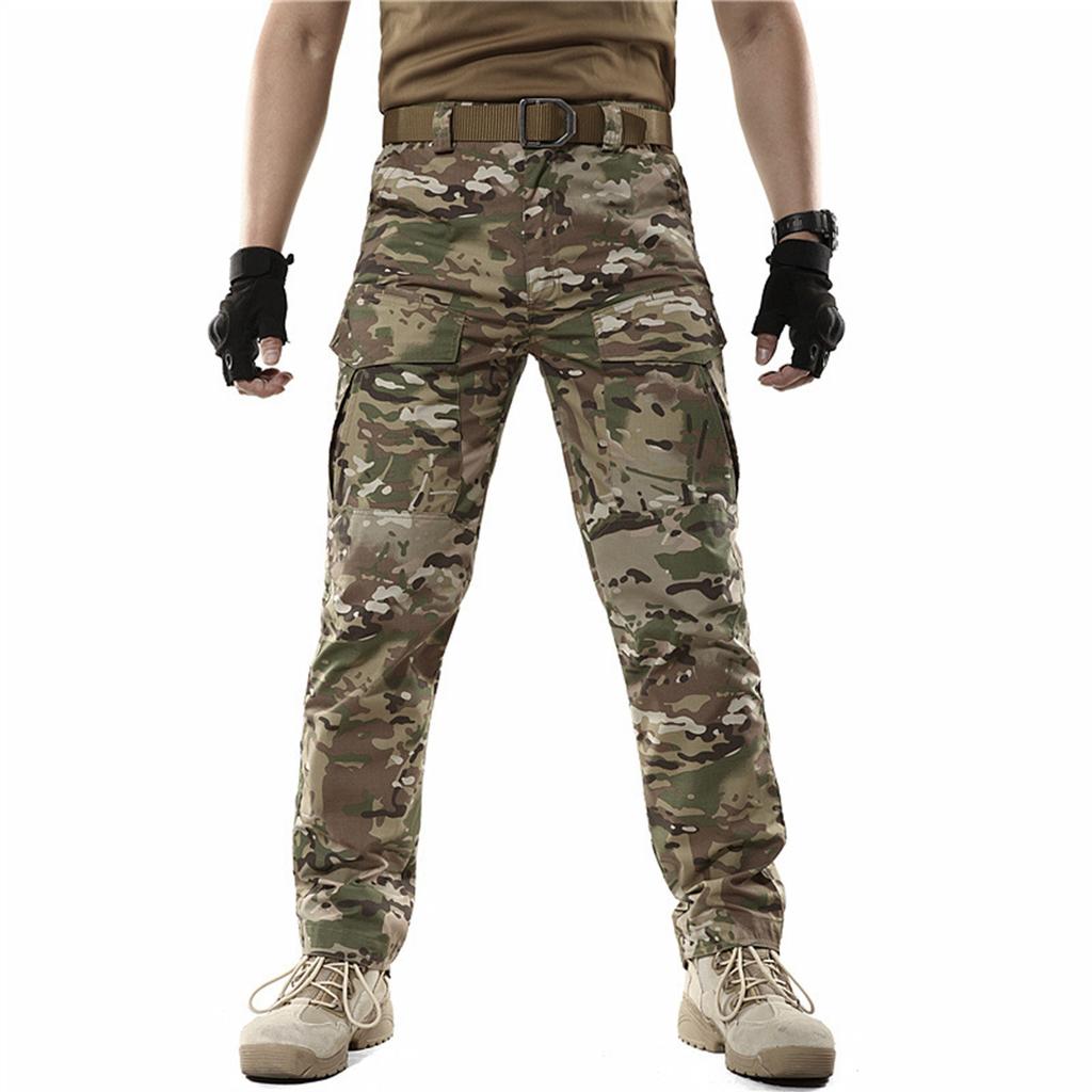 Outdoor Typo Pants Thin Breathable Men's Camouflage Pants Slim-fitting Trousers Military Fans Training Multi-bag Work Pants