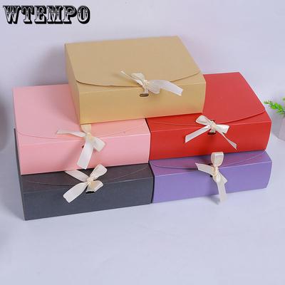 WTEMPO Складные подарочные коробки с бантом из ленты своими руками размером 7*20*24,5 см, однотонные изысканные коробки для упаковки ювелирных изделий, идеально подходящие для дня рождения, свадьбы и других праздников!