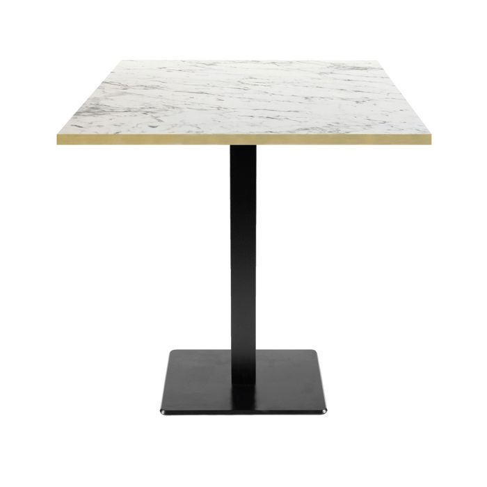 Table 70 X 70 Cm - Milan Model, Calacatta Marble, Brass Edges