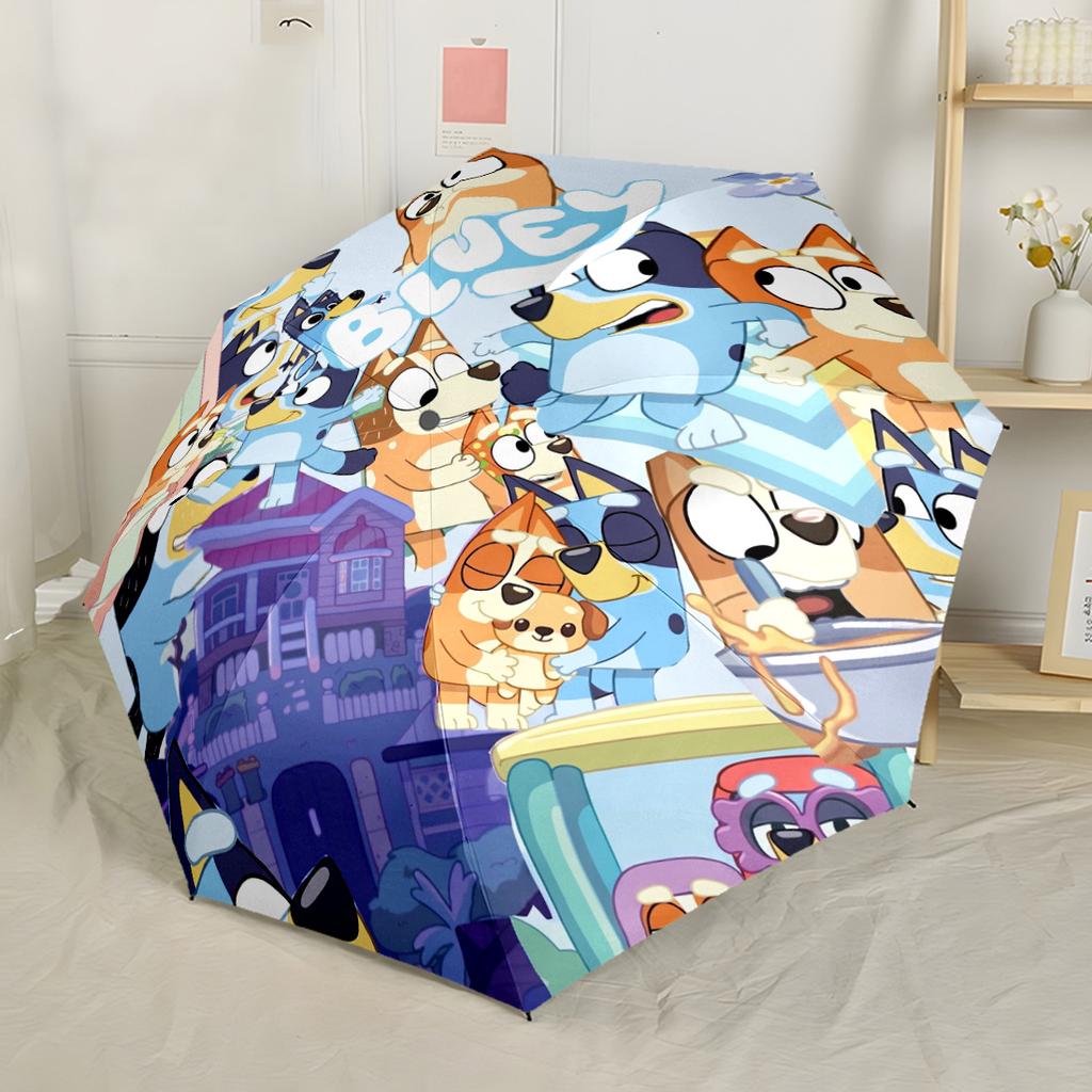 Bluey Friends Outdoor Automatic Umbrella Compact 8-Rib Lightweight Sturdy Construction All-Season Umbrella for Travel Fashion Lovers