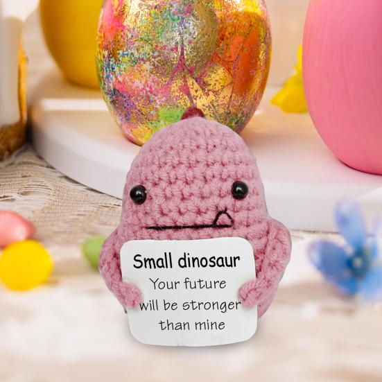 Позитивный вязаный крючком динозавр с воодушевляющей картой, эмоциональная поддержка, вязаная кукла-динозавр ручной работы, игрушка, украшение для детей и взрослых, рождественский подарок