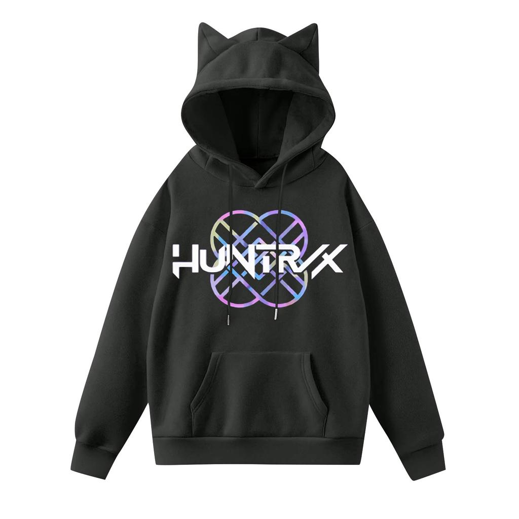 Ladies Fashion Casual Long Sleeve Printed Round Neck Hoodie Pullover Top With  Pockets