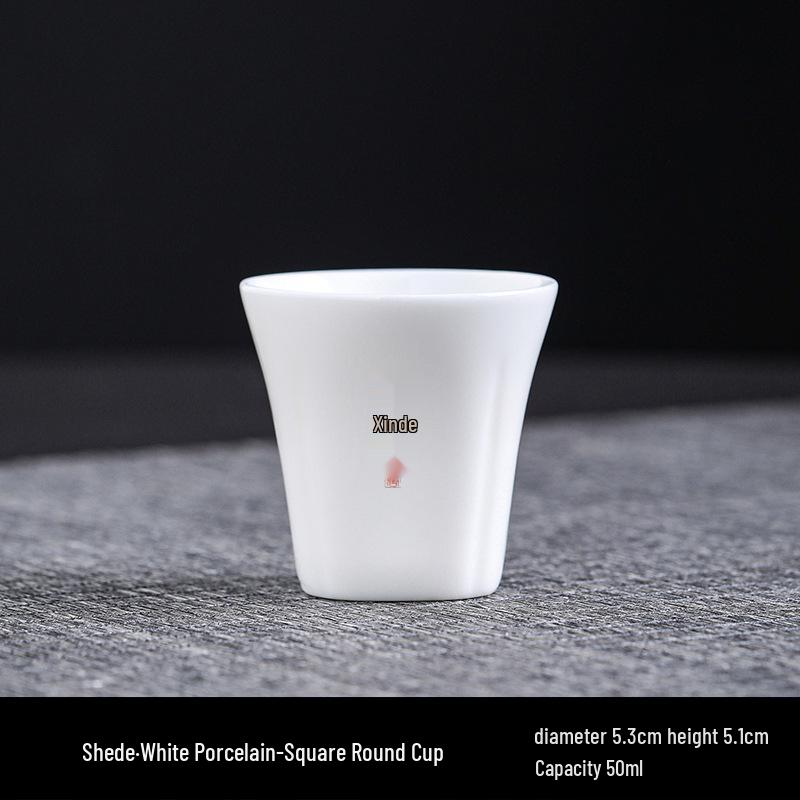 Кун-фу Белый фарфоровый чайный сервиз: Керамическая мастер-чашка и пиалы из нефрита «овечье сало» в подарок