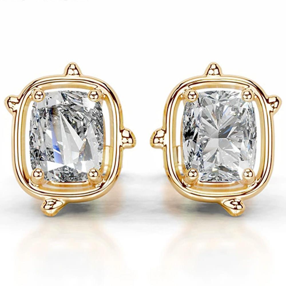 WUIHA 925 Sterling Silver 5 *7 MM 2 CT Cushion Cut D Color Real GRA Moissanite Diamonds Studs Earrings Fine Jewelry Pass Test