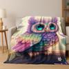 2026 New Mysterious Colorful Owl Cartoon Birds Flannel Blanket,Cozy Soft Throw Blanket for Home Bedroom Bed Sofa Cover Kids Gift
