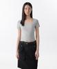 MUSINSA STANDARD WOMAN Women'S Slim Square Neck T-Shirt [Medium Grey]