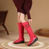 Red Winter Warm Fur Knee High Snow Boots Women Crystal Applique Black Waterproof Down Lady Zipper Platform Wedge Heel Long Boots