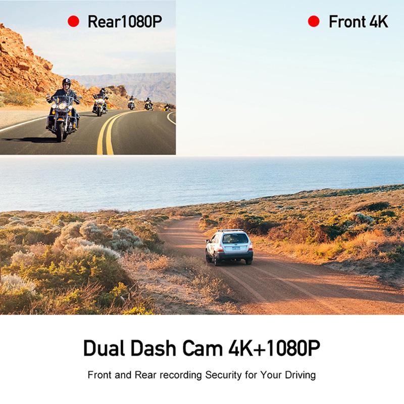 Автомобильный видеорегистратор 4K WIFI GPS DashCam для автомобильного видеорегистратора Камера переднего и заднего вида Ночное видение Черный ящик Круглосуточная парковка Автомобильные аксессуары