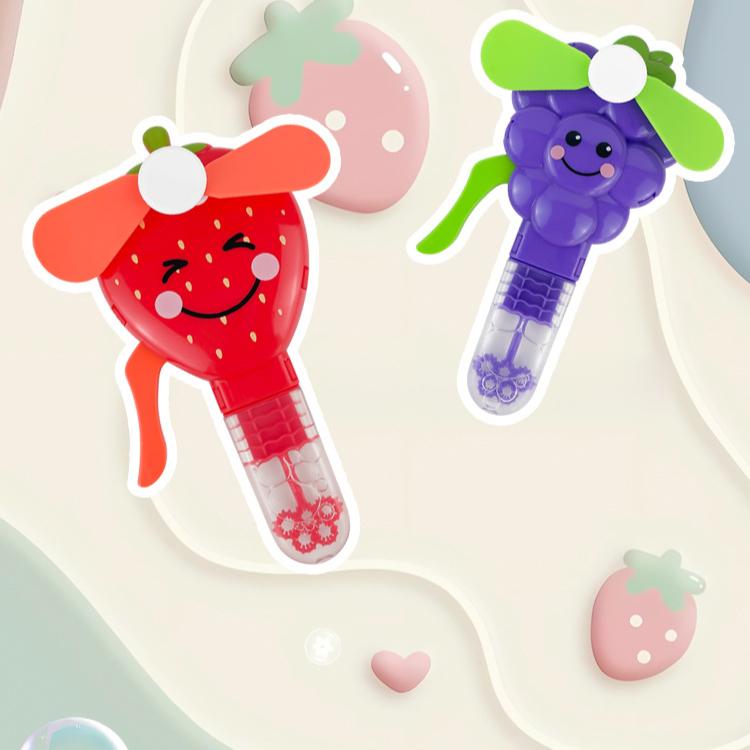 1 шт., креативный милый мультяшный фруктовый ручной вентилятор, создатель пузырей, 2 в 1, летний уличный портативный детский мини-пластиковый ручной вентилятор, игрушка