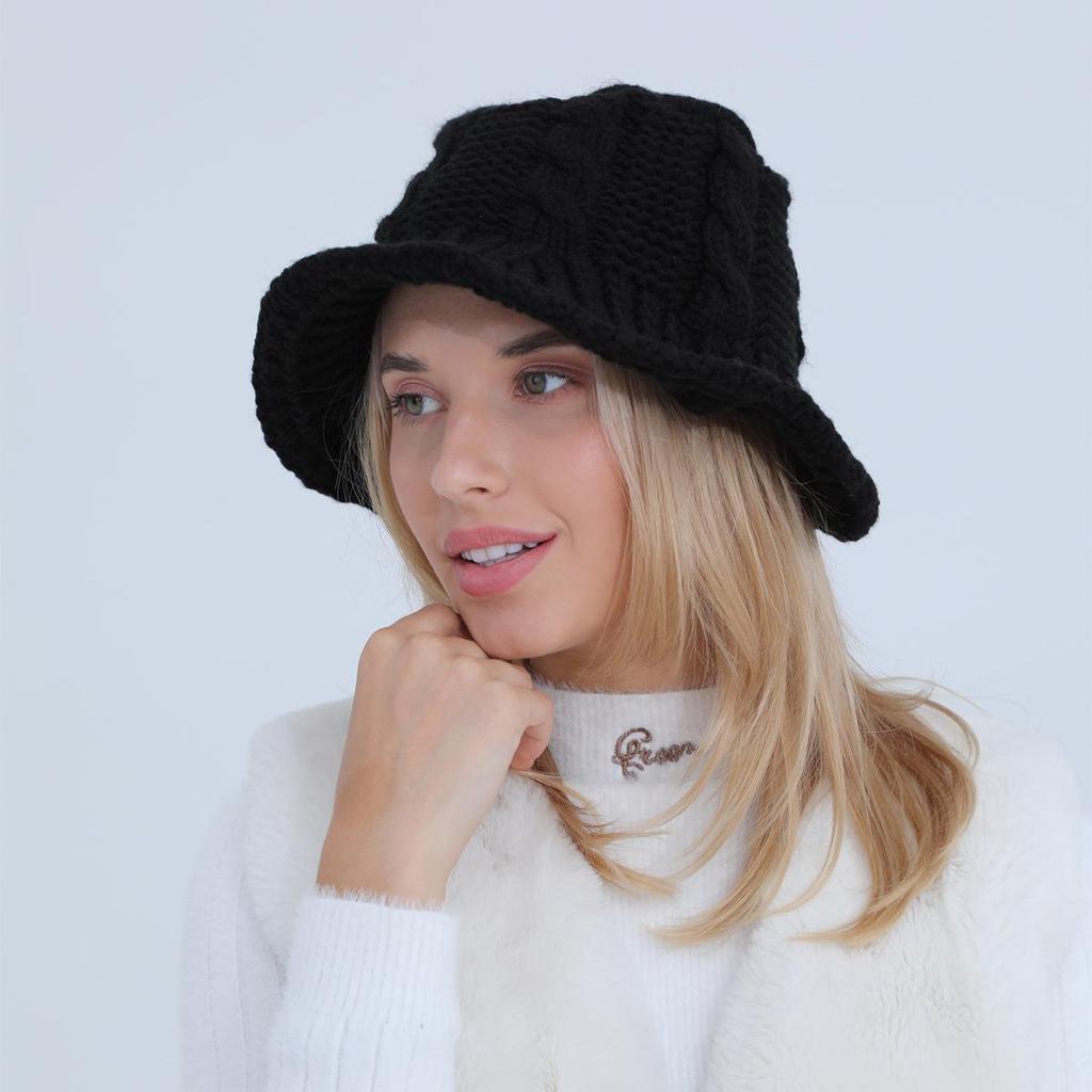 Женская осенне-зимняя шерстяная шляпа-горшок, студенческая вязаная теплая водонепроницаемая рыбацкая шапка