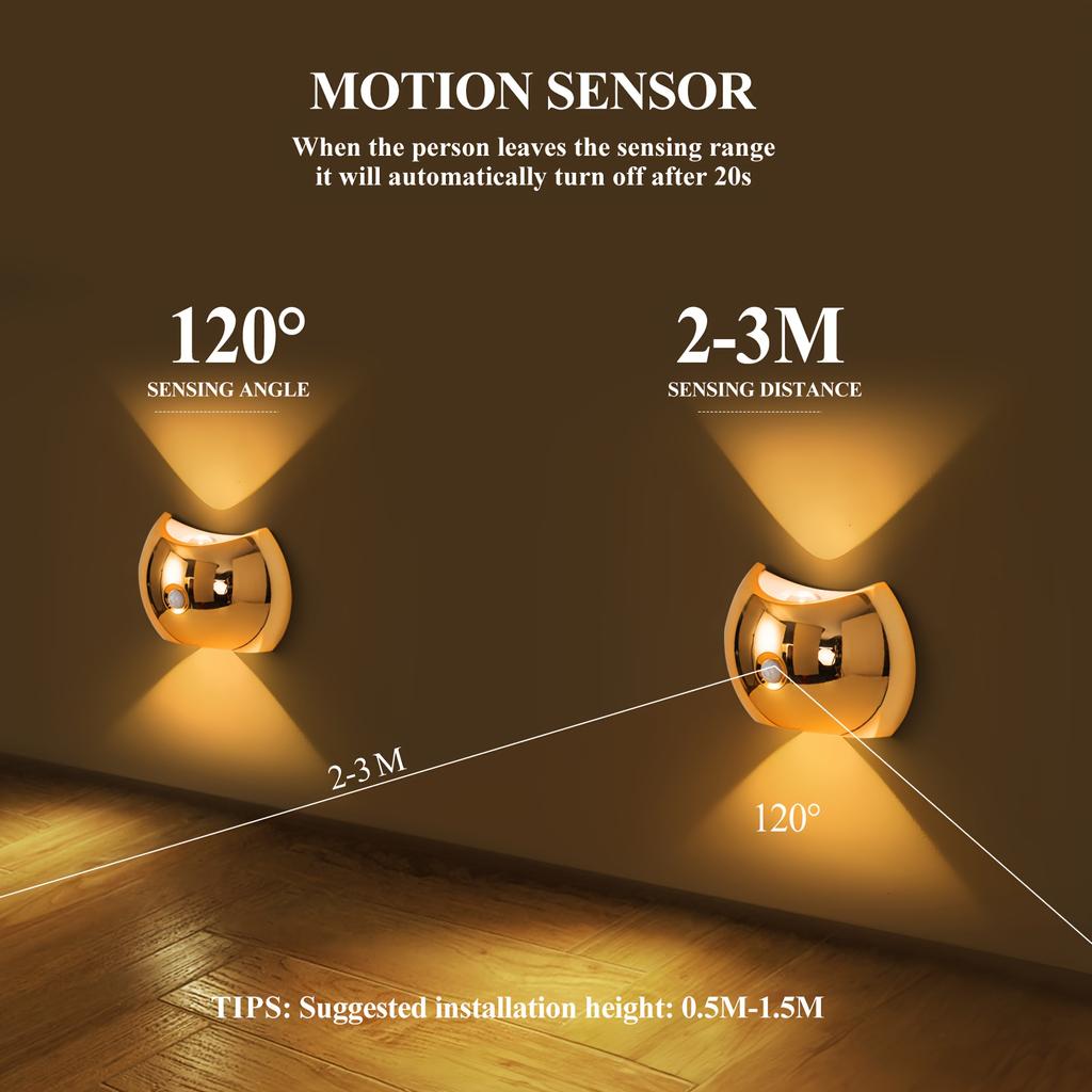 Usb Charging Motion Sensor Light 3 Color or Rainbow for Hallway Stairs Kitchen Bedroom Entryway Living Room Lighting Night Light