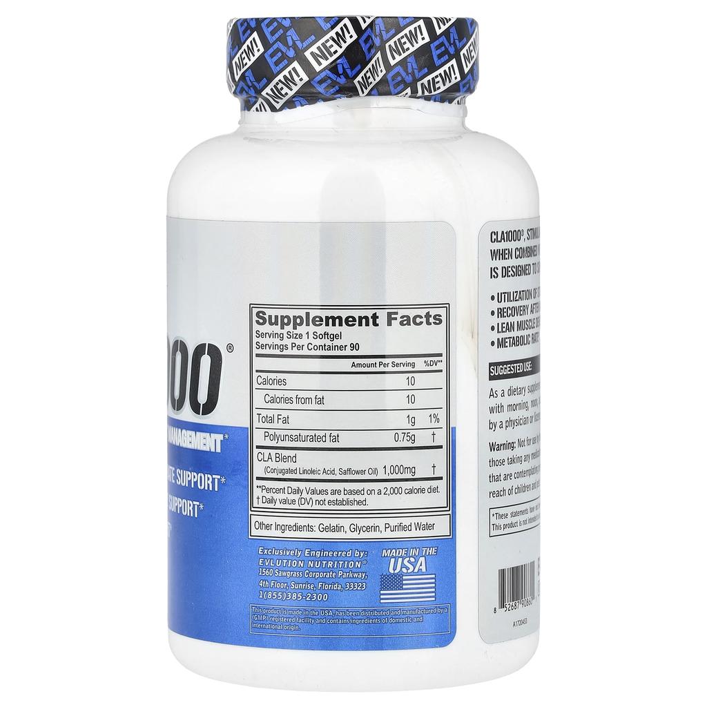 Cla1000®, Контроль веса без стимуляторов, 90 мягких капсул (1000 мг на мягкую капсулу)