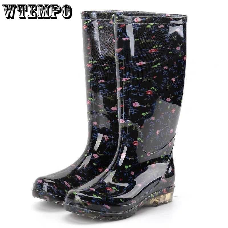 Дождевики Женские высокие сапоги Средние сапоги для взрослых Нескользящие длинные сапоги Высокие сапоги Резиновые бахилы Весна и лето Домашняя обувь