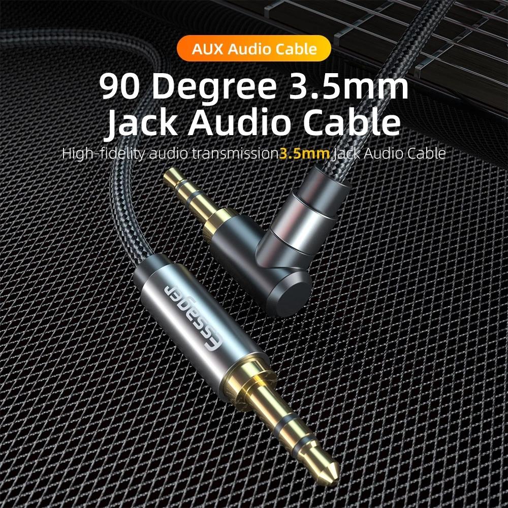 Essager Audio Cable Jack 3.5mm Male To Male Speaker Cord 90Degree Right Angle AUX Cable For Xiaomi Headphone Extension Wire Line
