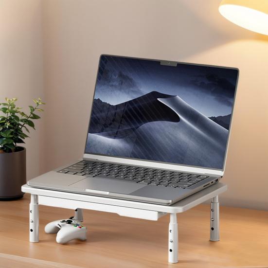 Подставка для монитора компьютера из холоднокатаной стали, вентилируемая подставка для монитора с ящиком, 3-уровневая регулировка высоты, для ноутбука