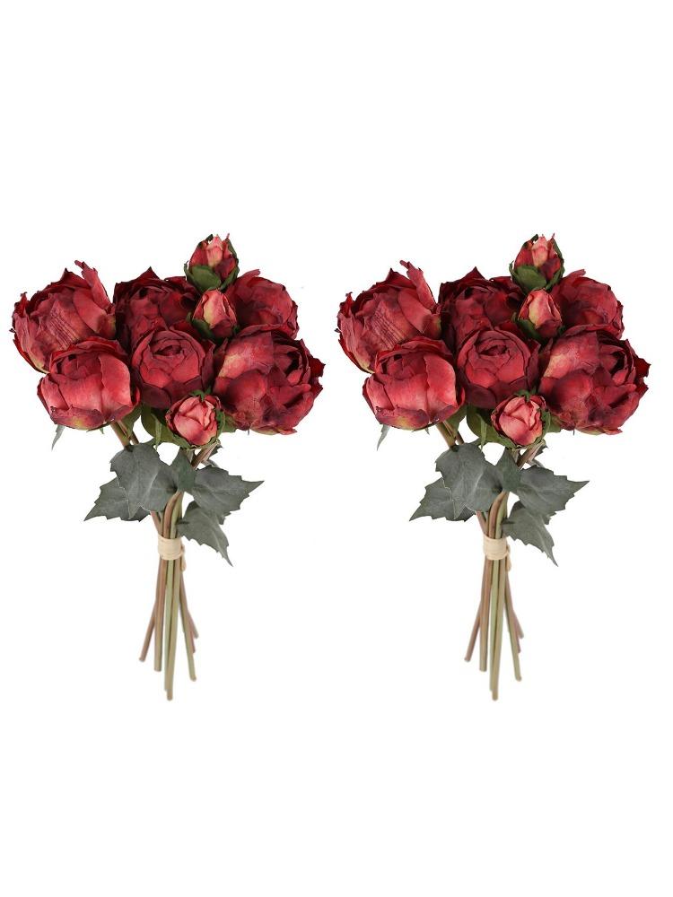 2 букета, винтажные пионы, длинные стебли, шелковые искусственные цветы для свадебного украшения, букет невесты, цветы, поделки, цветочная композиция