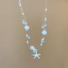 Colorful Starfish Shell Pearl Choker Necklace For Women Girls Elegant Multi-Layered Clavicle Necklace Sweet Aesthetic Jewelry