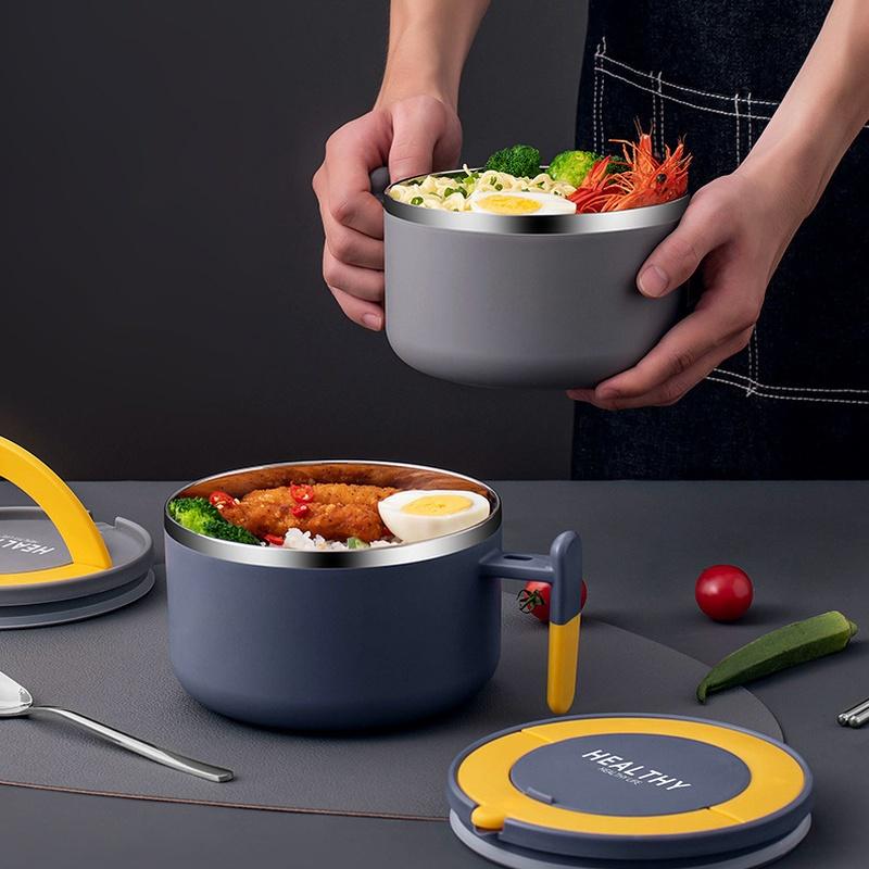 Чаша для лапши быстрого приготовления из нержавеющей стали 304, ланч-бокс с ручкой, коробка для бенто, термос для еды, офисный работник, студенческий детский ланч-бокс