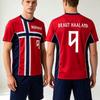 Норвегия Номер 9 ХАЛАНД Футболка с принтом Футболка с круглым вырезом с коротким рукавом Мужская футболка Уличная одежда Унисекс Футболки с графическим принтом