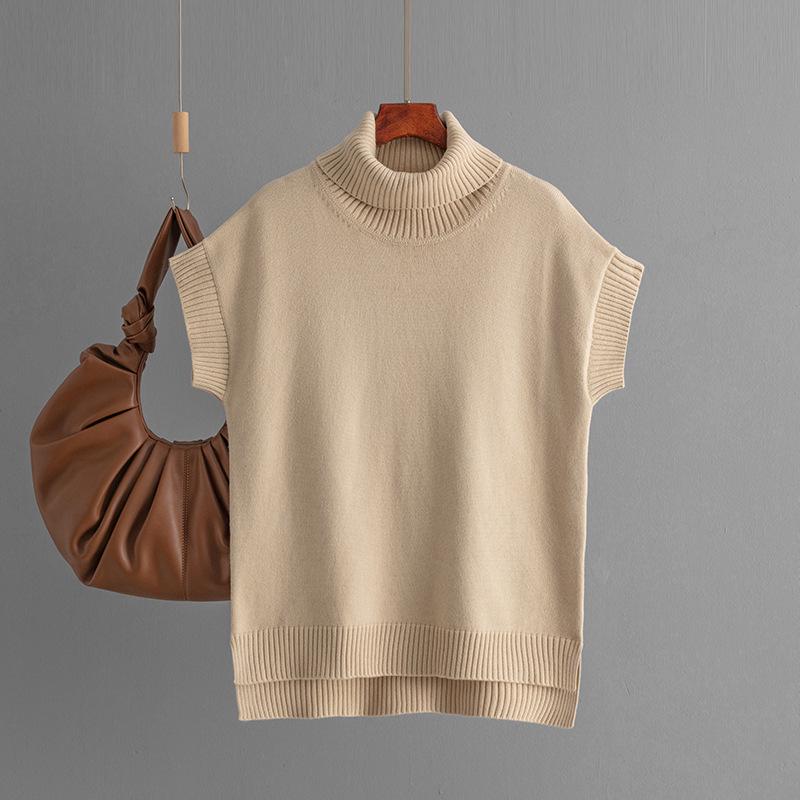 2024 Autumn/Winter Women's High Neck Sleeveless Knit Vest Top