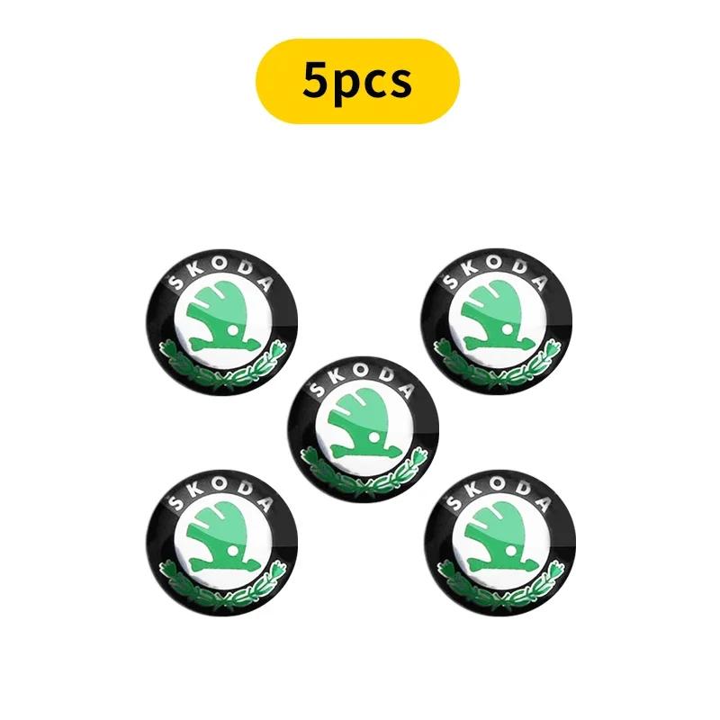 Car Sticker 2025 New 14mm Aluminum Car Remote Key Shell Emblem Sticker For Skoda Octavia A2 A5 A7 Fabia Rapid Karoq Superb Kodia