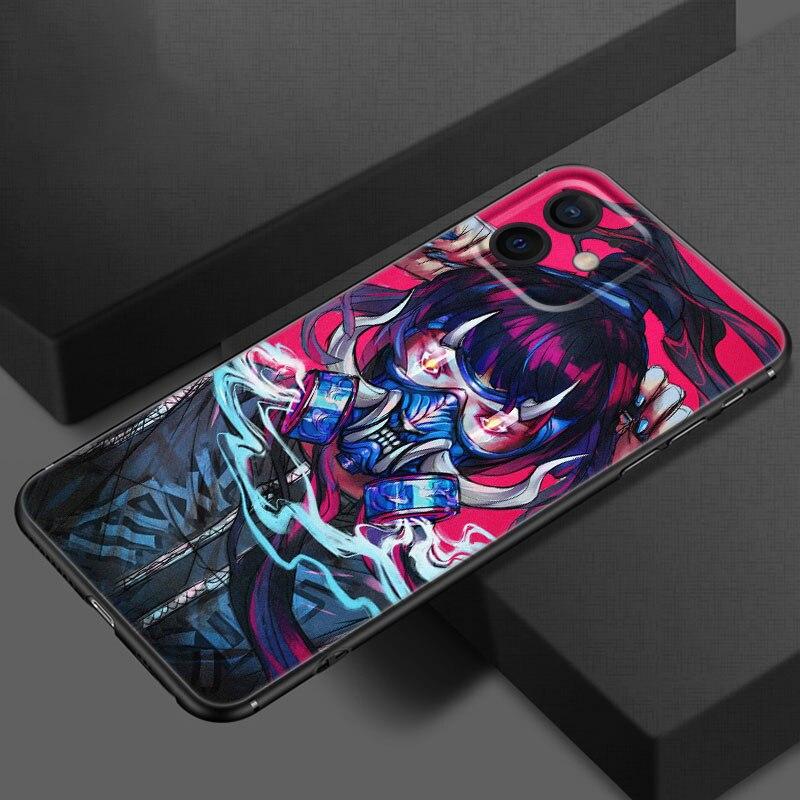 Чехол для телефона «Аниме девушка самурай» для Apple iPhone 13 12 Mini 11 Pro XS Max X XR 8 7 6S 6 Plus SE 2020 5S 5, мягкий черный чехол из ТПУ