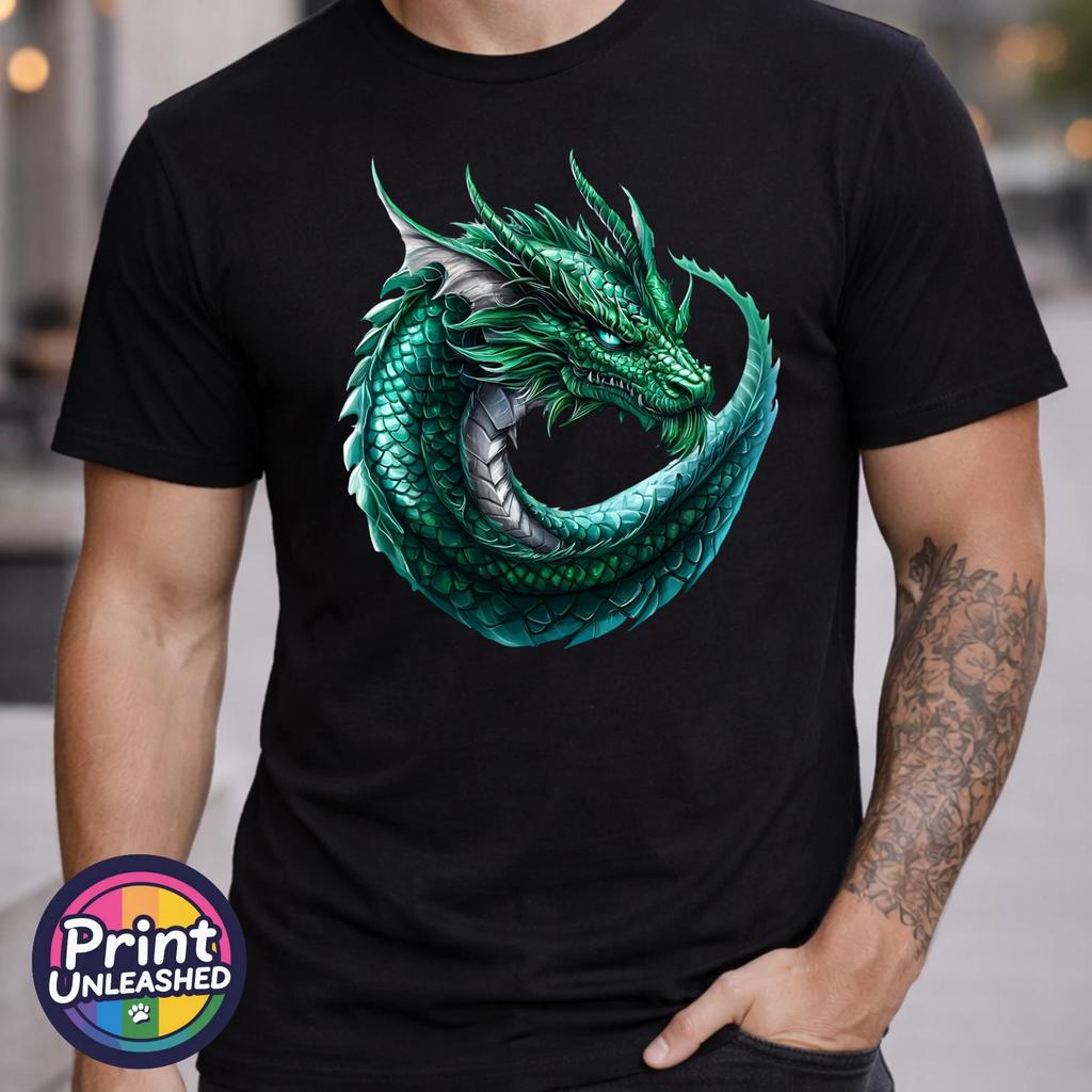 Green Dragon T Shirt Eastern Dragon Graphic Tee Fantasy Mythical Creature Gift