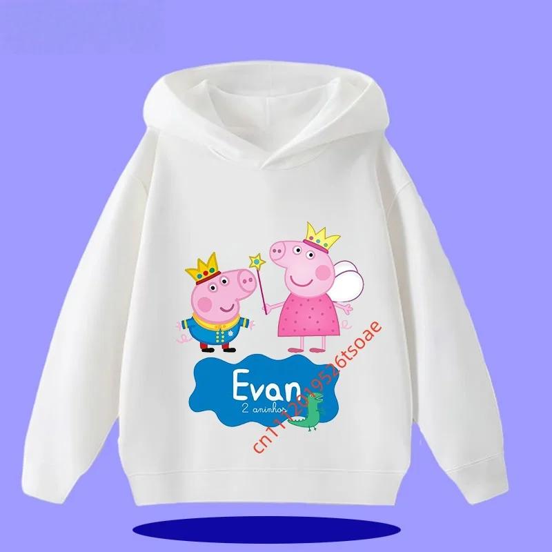 Peppa Pig Children's Hooded Sweatshirt 2026 New Style Cartoon Print Boys' Sport Shirt Girls' Casual Shirt