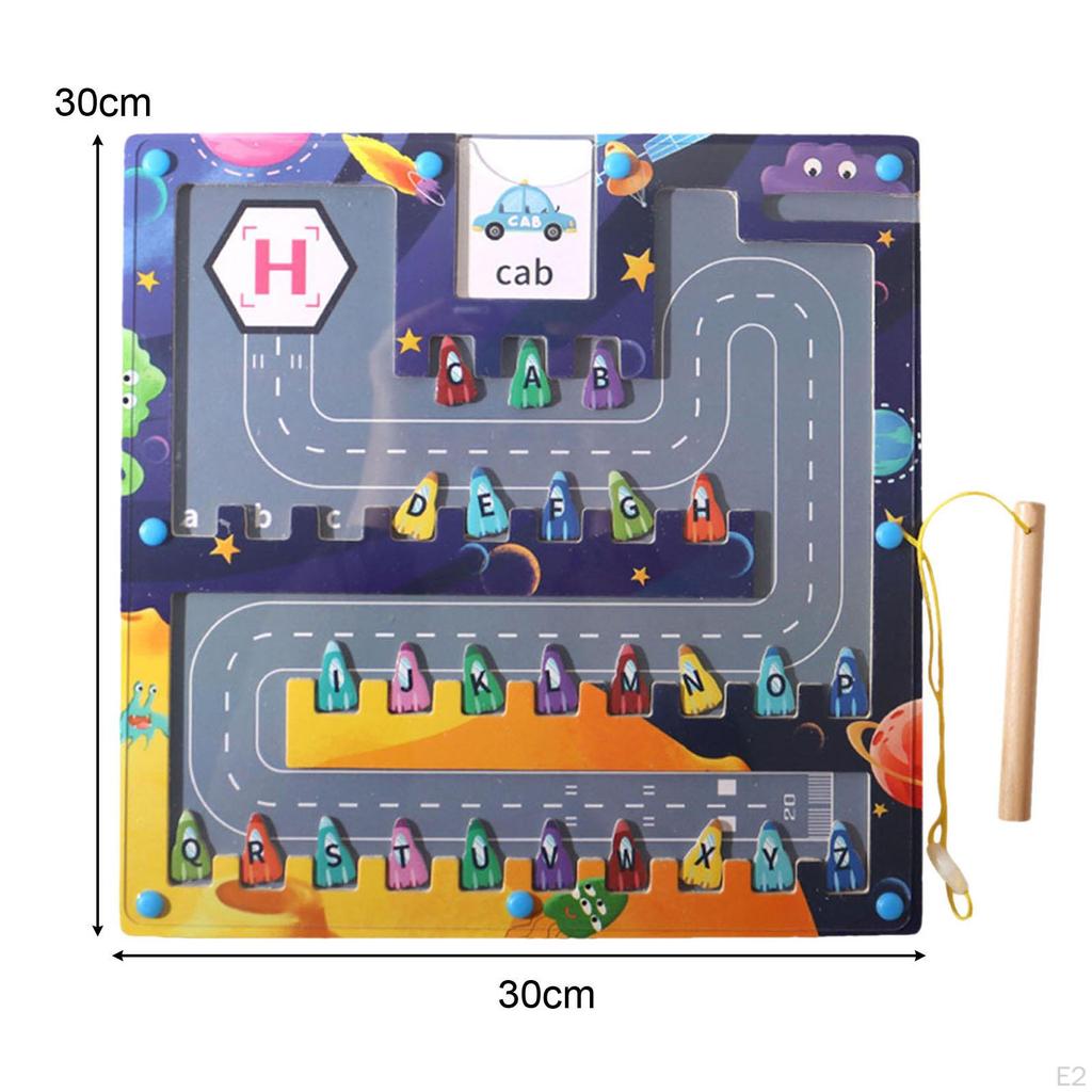 Магнитный алфавитный лабиринт дошкольный буквенный пазл для детей 3, 4, 5 лет, самолет
