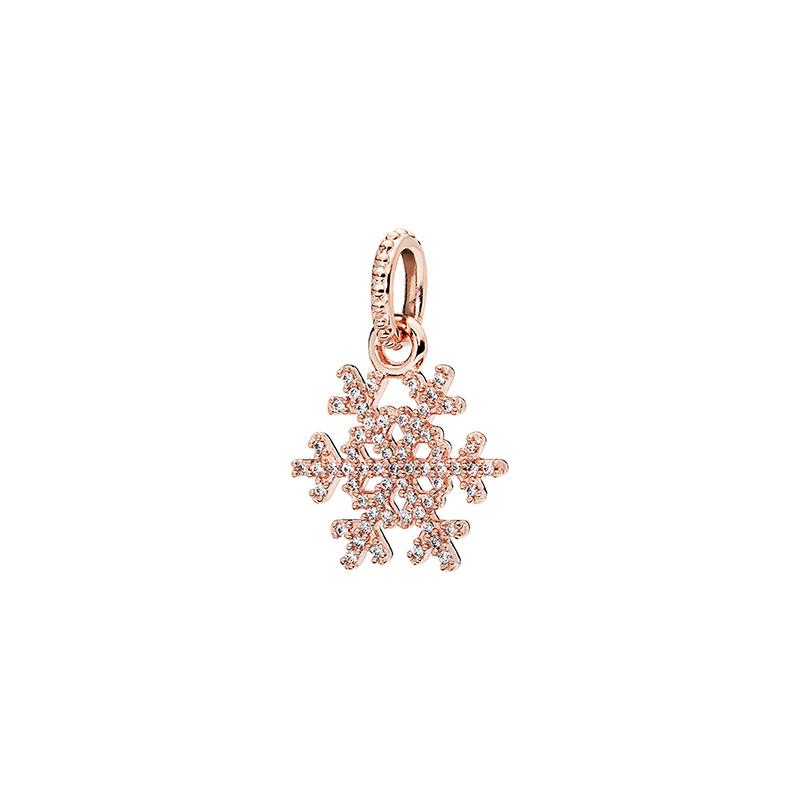 Pandora Sparkling Snowflake Set Necklace Women's Rose Gold ZT1060