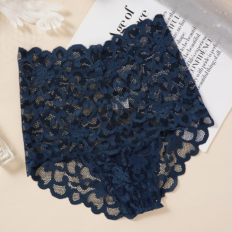 Women's Sexy Lace Panties High Waist Transparent Underwear Briefs for Women Breathable Girls Underwear Female Underpants Solid Color Lingerie